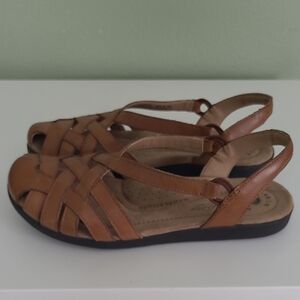Earth Origins Women's Nellie Slingback Brown Leather Sandals Size 8 Casual